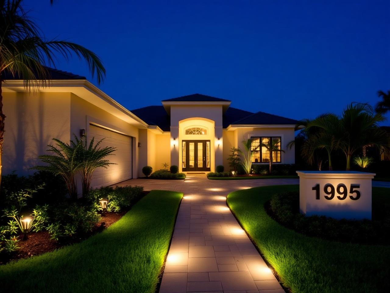 Modern home entry pathway lights